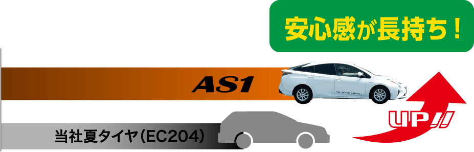 AS1とEC204のライフ性能比較表
AS1の方が長持ち